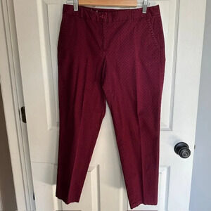 Talbots The Weekend Chino, size 8P, wine with black polka dots, cotton/spandex